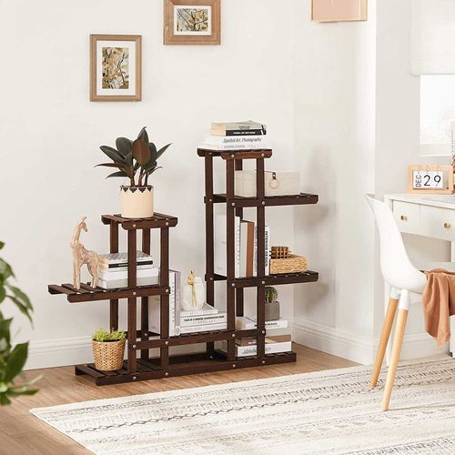 Plant Stand Rustic Dark Brown | Songmics Throughout Brown Plant Stands (View 1 of 15)
