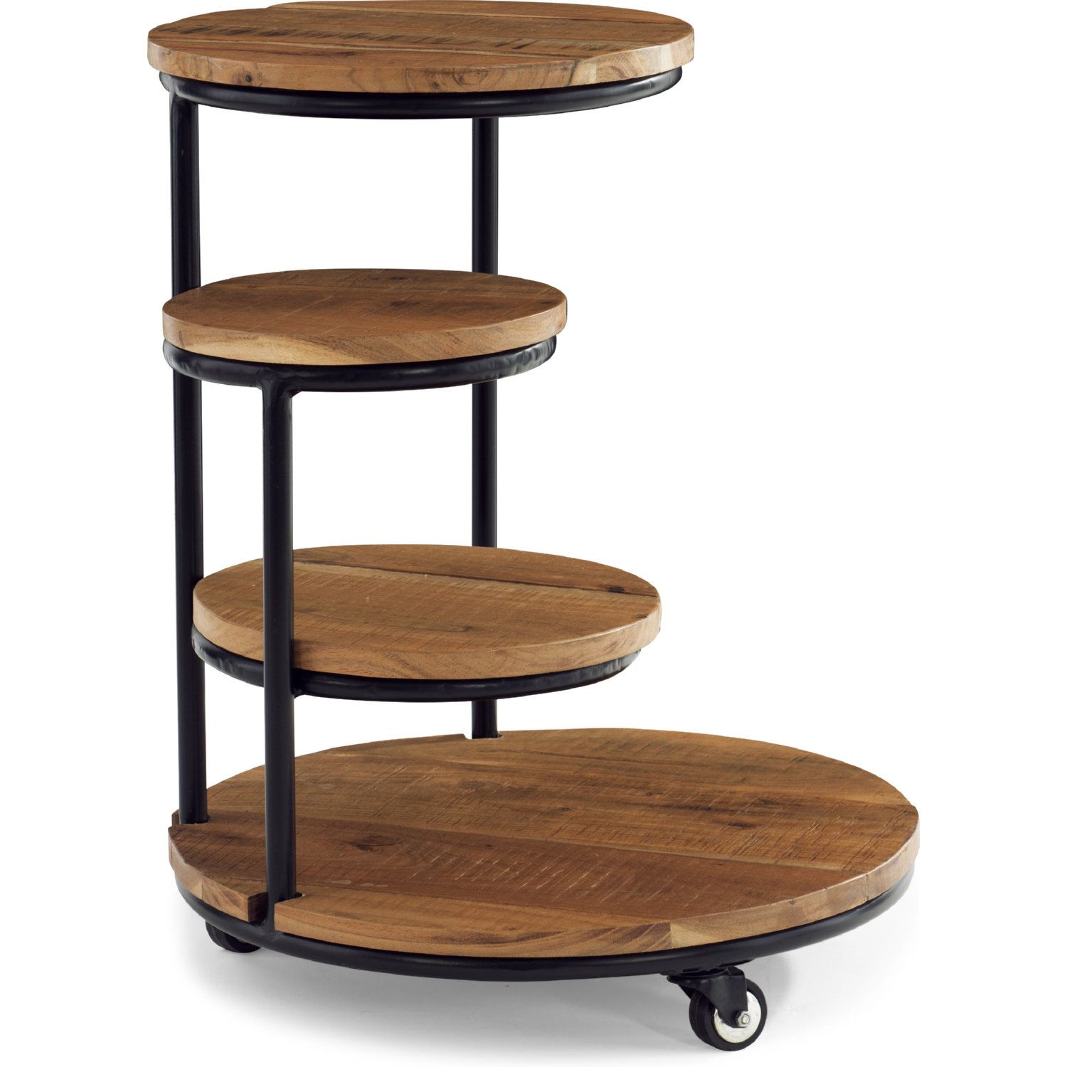 Powell D1247a19ps Collis 4 Tiered Plant Stand W/ Wheels In Wood & Black With 4 Tier Plant Stands (View 10 of 15)