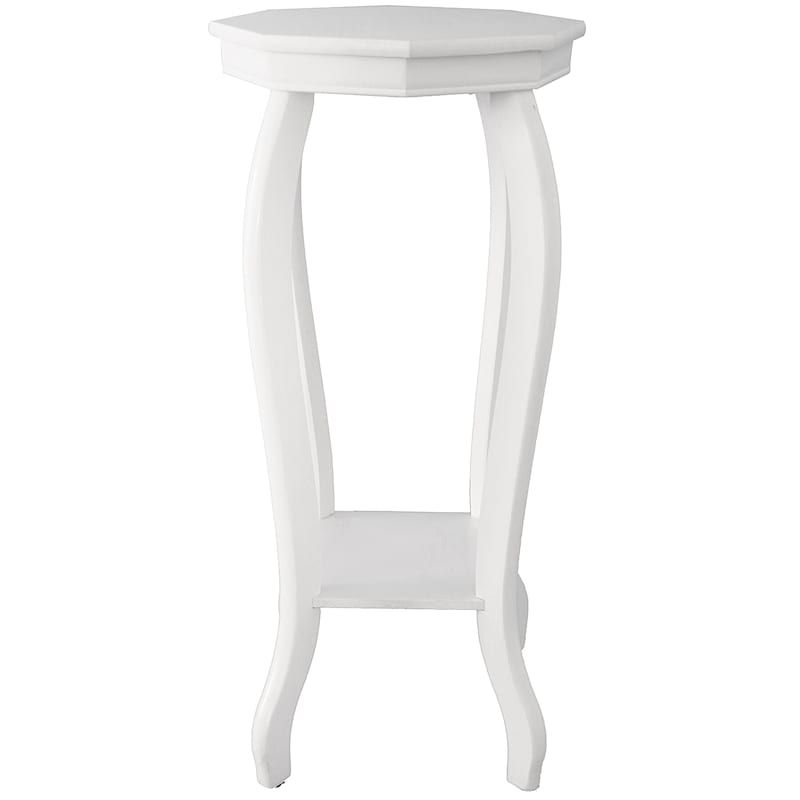 Providence White Wood Octagon Top Plant Stand | At Home | The Home Decor &  Holiday Superstore Regarding White Plant Stands (View 7 of 15)