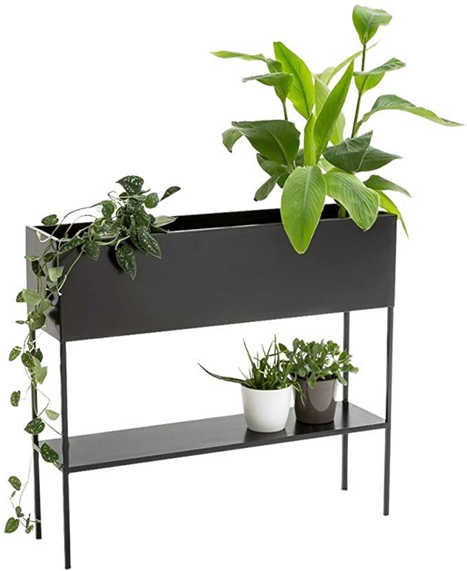 Ray Wrought Iron Plant Stand,nordic Style,indoor Raised Rectangular Planter  Box, Elevated Flower Pot Stand Holder With Shelf, Black Metal Frame |  Wrought Iron Plant Stands, Rectangular Planter Box, Plant Stand Indoor With Rectangular Plant Stands (View 4 of 15)
