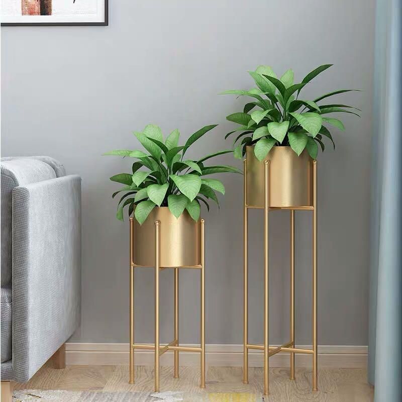 Rural Gold Metal Planter With Stand – Urbano (View 13 of 15)