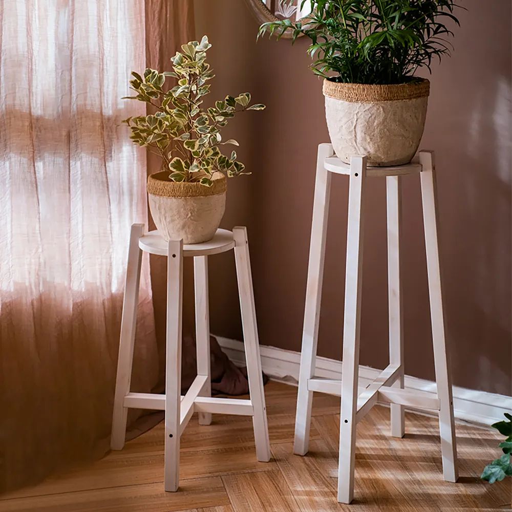Rustic Wooden Plant Stand Set Of 2 For Indoor Homary Regarding Rustic Plant Stands (View 14 of 15)