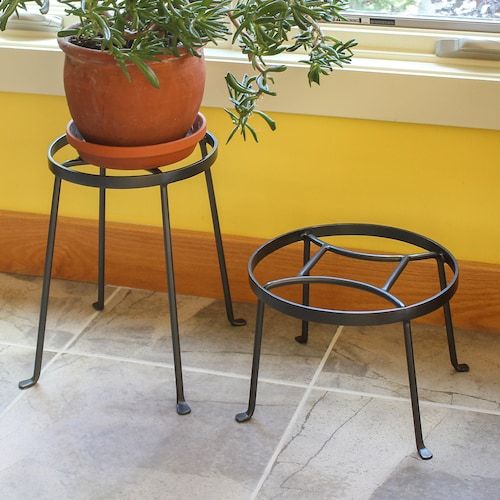 Set Of 2 Diamond Plant Stands Wrought Iron Indoor/outdoor – Etsy In Iron Plant Stands (View 3 of 15)