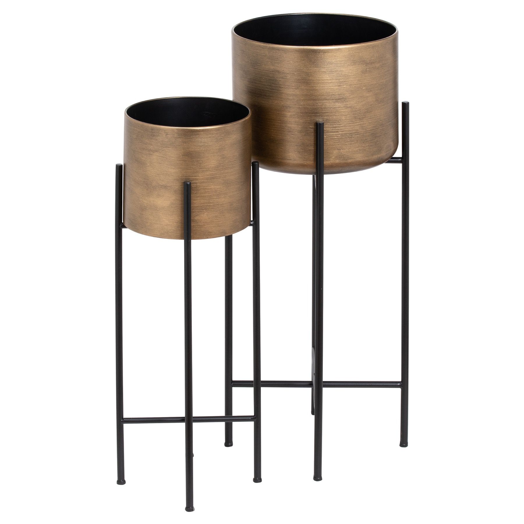 Set Of Two Bronze Planters On Stand | Wholesalehill Interiors In Bronze Plant Stands (View 7 of 15)