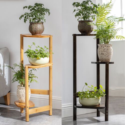 Simplicity Bamboo Plant Stand 3 Tier Corner Plant Display Shelves Garden  Outdoor | Ebay In Three Tiered Plant Stands (View 13 of 15)