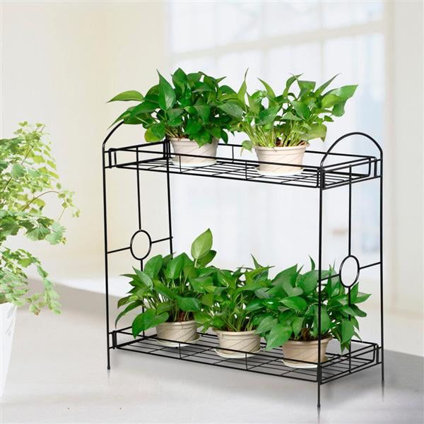 Smilemart 2 Tier Metal Plant Stand W/tray Design And 32 Inch Height Black –  Walmart Inside 32 Inch Plant Stands (View 2 of 15)