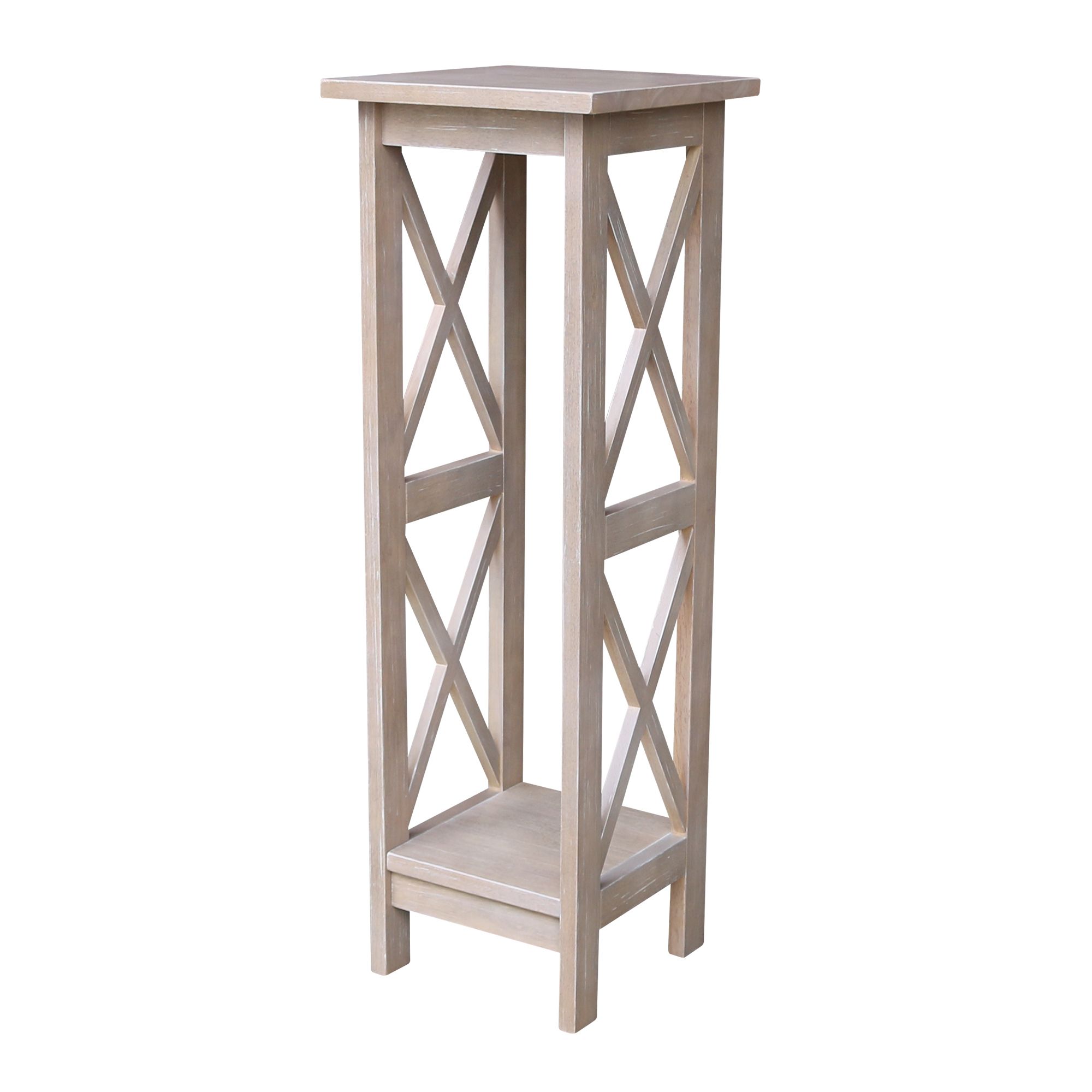 Solid Wood X Sided Plant Stand In Washed Gray Taupe – Walmart In Weathered Gray Plant Stands (View 10 of 15)
