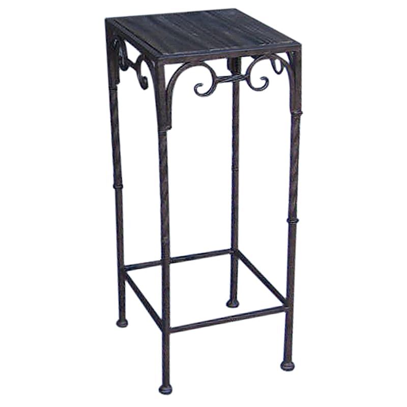 Square Wood Top Plant Stand With Brown Twist Metal Leg, Large | At Home |  The Home Decor & Holiday Superstore In Square Plant Stands (View 4 of 15)