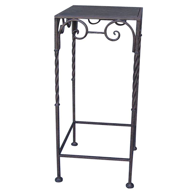 Square Wood Top Plant Stand With Brown Twist Metal Leg, Small | At Home |  The Home Decor & Holiday Superstore For Brown Metal Plant Stands (View 2 of 15)
