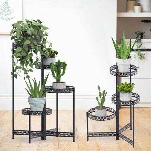 Strong 3/4 Tier Plant Stand Folding Nesting Plant Holder Vintage Garden  Patio | Ebay For 4 Tier Plant Stands (View 7 of 15)