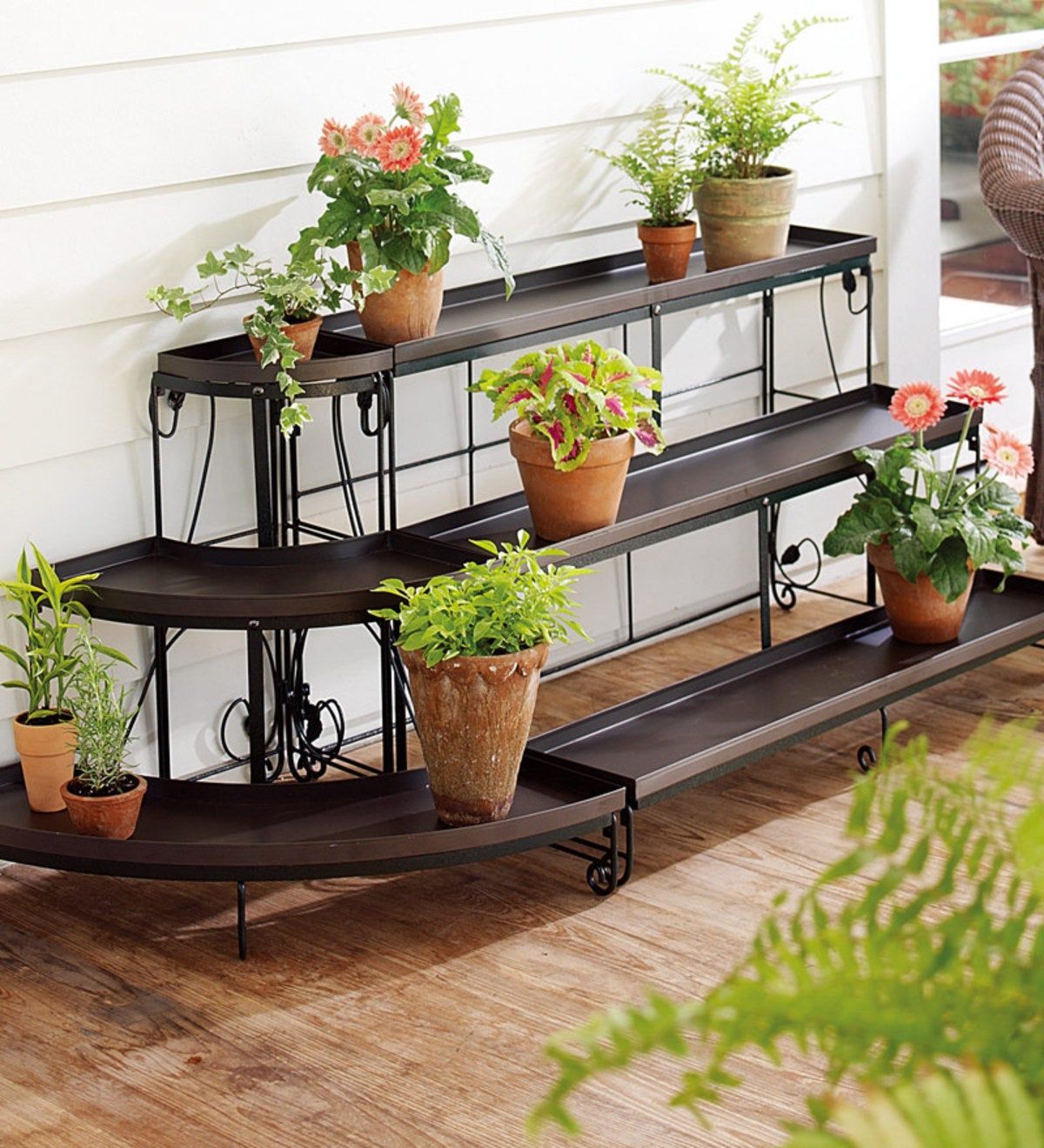 Three Tier Embellished Steel Plant Stand Set | Plowhearth Within Three Tiered Plant Stands (View 2 of 15)