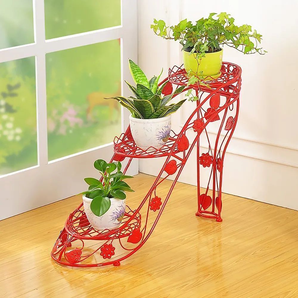 Unique High Heel Plant Stand In Black/red Metal Red Homary Pertaining To Red Plant Stands (View 15 of 15)