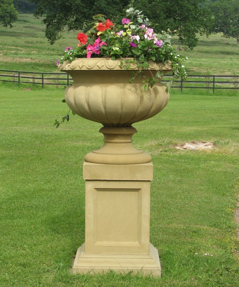 Victorian Stone Plant Tazza On Pedestal – Large Garden Planter For Stone Plant Stands (View 14 of 15)