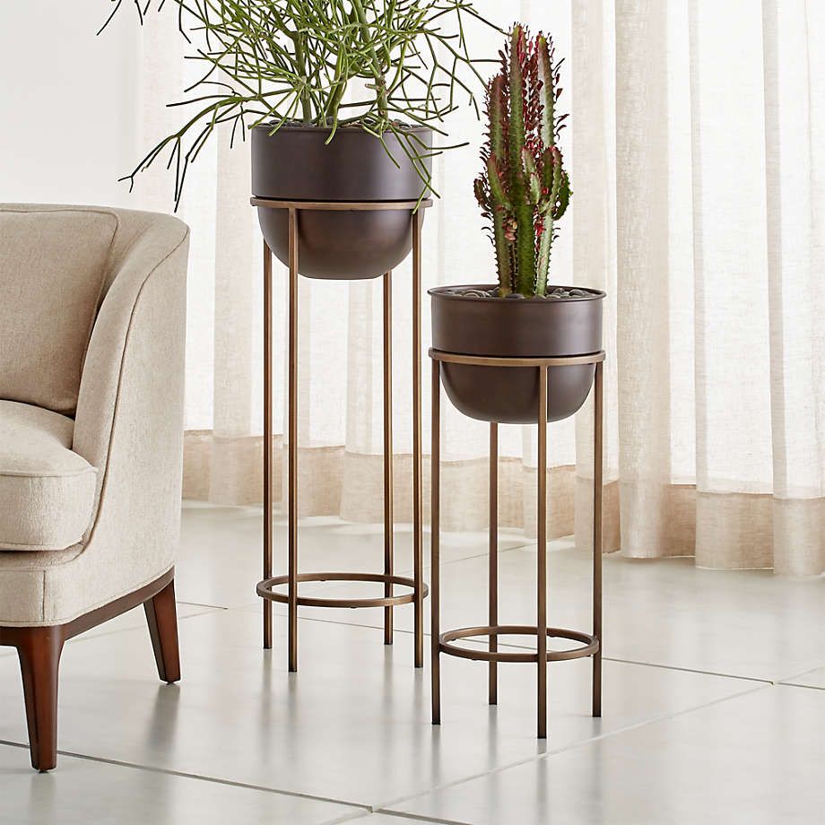 Wesley Medium Metal Plant Stand + Reviews | Crate & Barrel Intended For Medium Plant Stands (View 5 of 15)