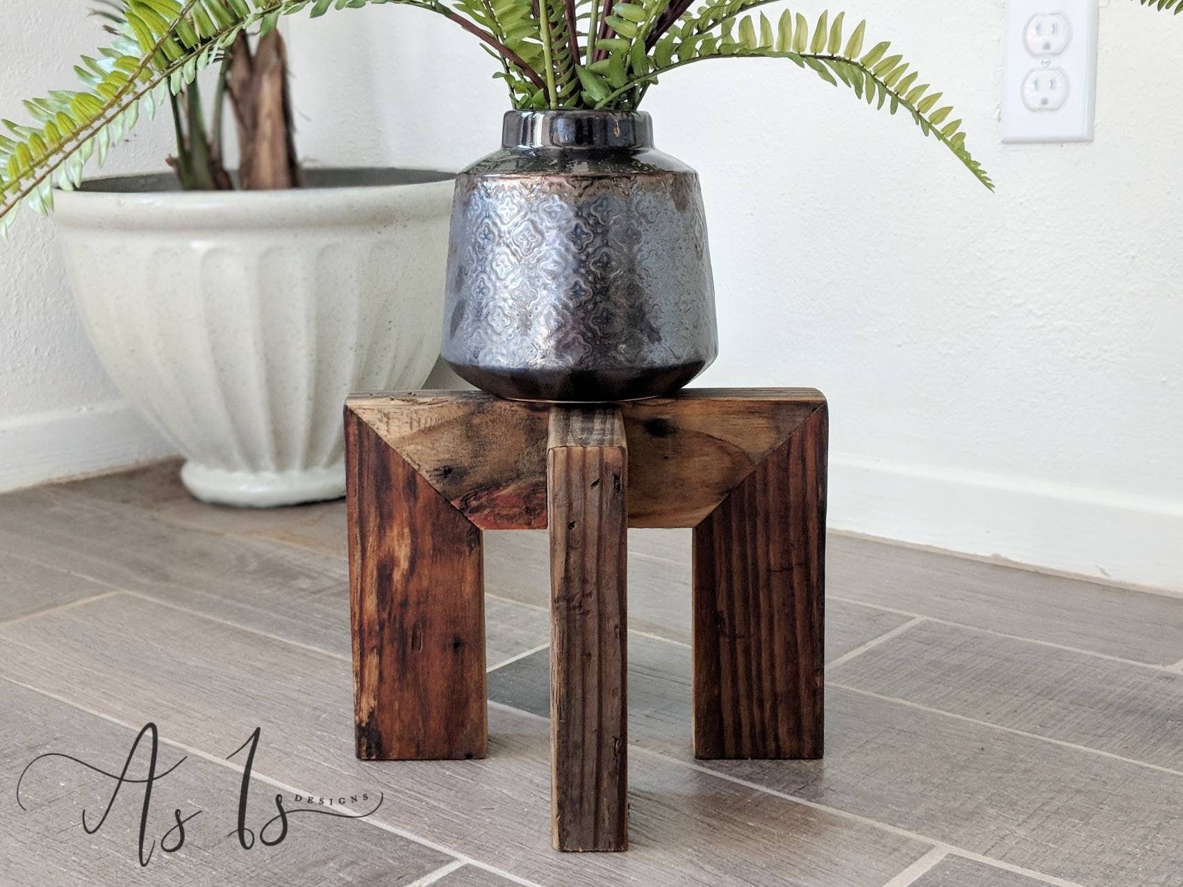 Wood Plant Stand Pot Holder Table Indoor Bohemian Decor – Etsy Inside Wood Plant Stands (View 8 of 15)
