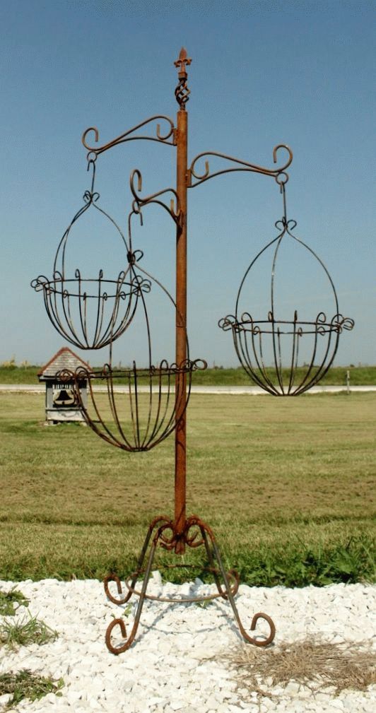 Wrought Iron Tree With Baskets Flower Plant Stand Pertaining To Wrought Iron Plant Stands (View 12 of 15)