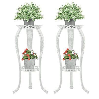 Yeavs 2 Pack Metal Plant Stand 2 Tier 32 Inch Rustproof Decorative Flower  Pot | Ebay Within White 32 Inch Plant Stands (View 14 of 15)