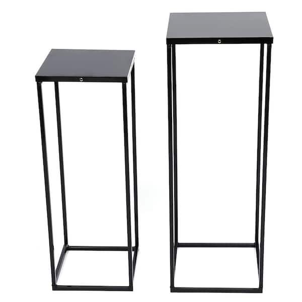 Yiyibyus 2 Pieces Metal Plant Stand Modern Flower Pot Rack Indoor Outdoor Square  Plant Holder Black Ot Zjgj 5157 – The Home Depot Inside Square Plant Stands (View 7 of 15)