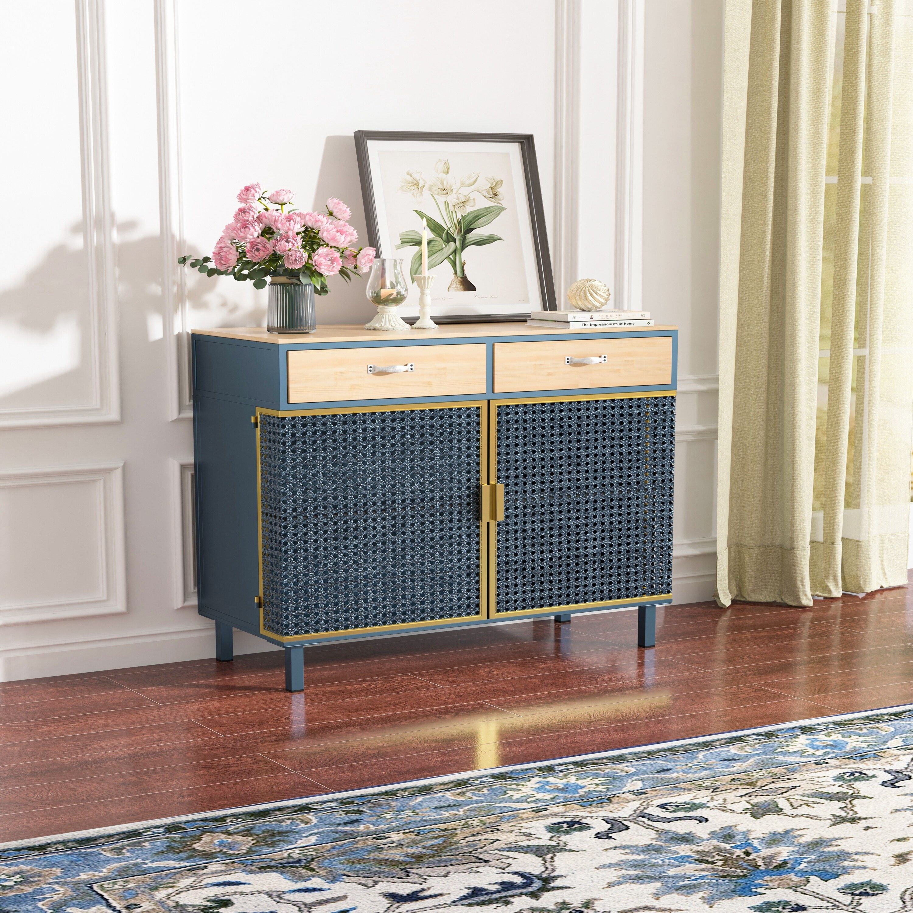 31.5" Wide 2 Drawer Sideboard, Modern Furniture Decor, Made With Iron  Carbonized Bamboo, Easy Assembly – Bed Bath & Beyond – 35240707 Inside Assembled Rattan Sideboards (Photo 13 of 15)