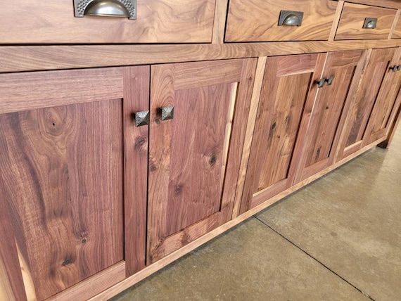 8 Foot Long Walnut Sideboard Buffet Amish Built Made In The – Etsy In Rustic Walnut Sideboards (View 13 of 15)
