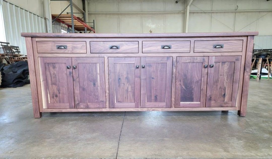8 Foot Long Walnut Sideboard Buffet Amish Built Made In The – Etsy Pertaining To Rustic Walnut Sideboards (Photo 7 of 15)