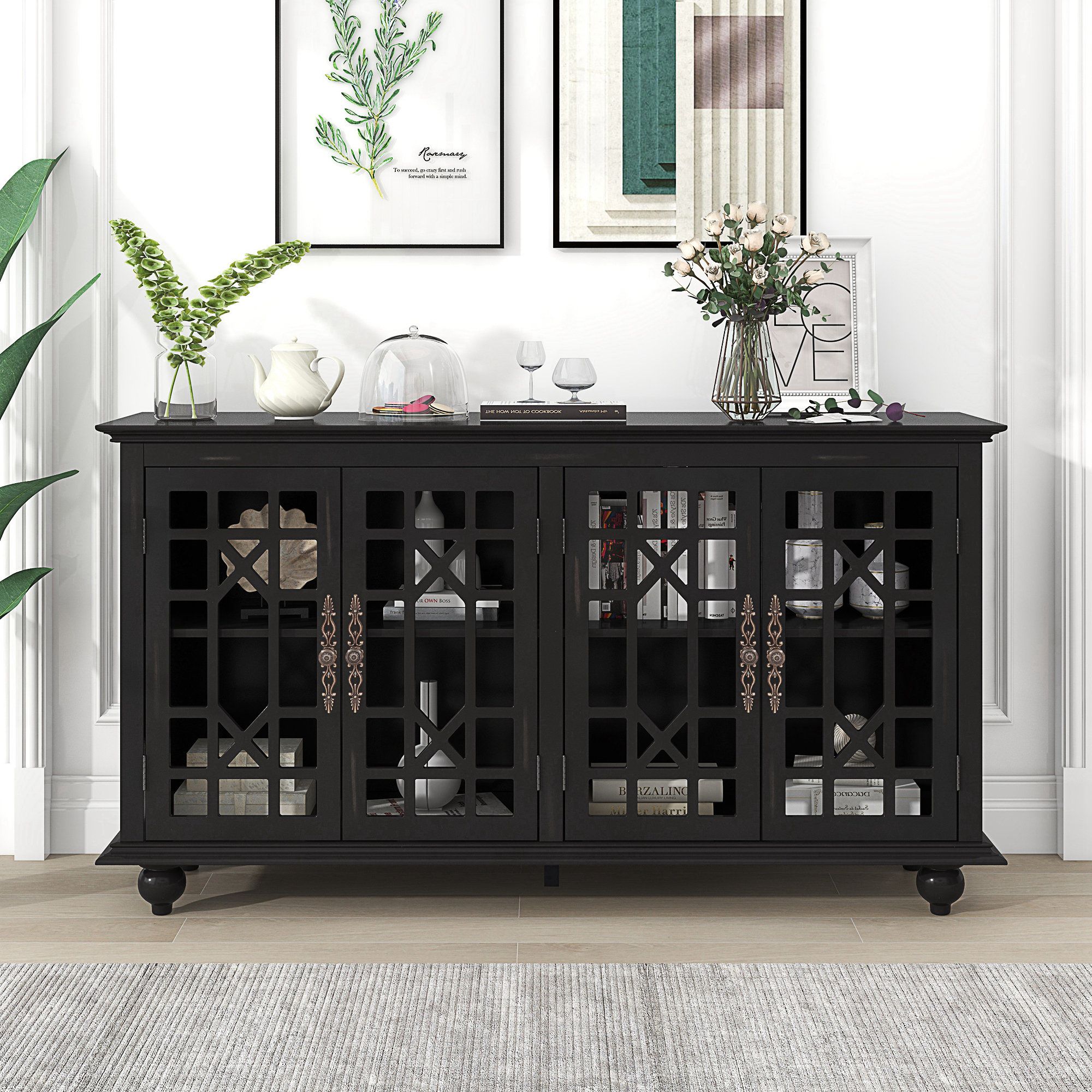 Alcott Hill® Attenweiler 60" Wide Sideboards And Buffets,credenza, Buffet  Table With Adjustable Height Shelves | Wayfair Inside Sideboards With Adjustable Shelves (View 7 of 15)