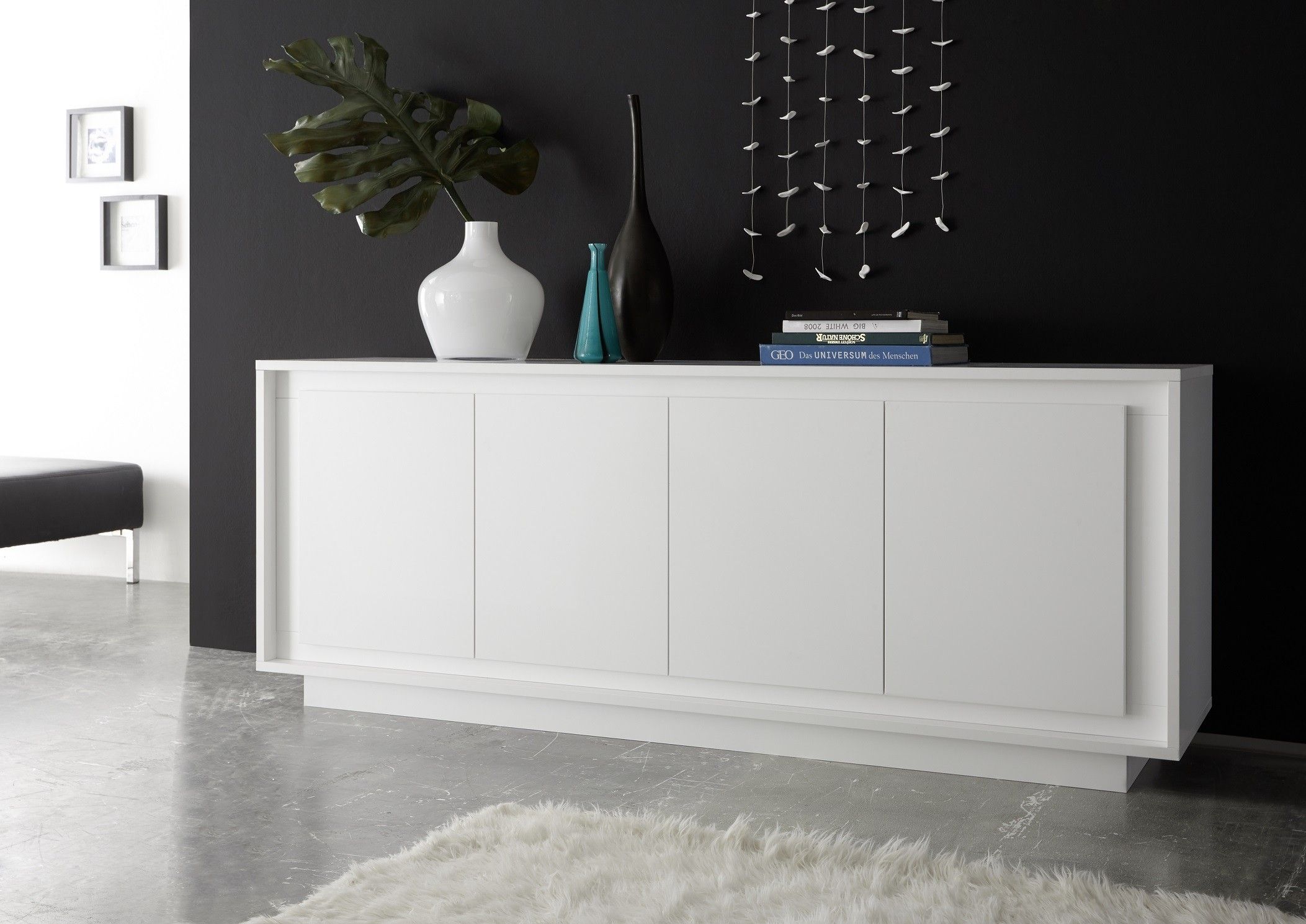 Amber Vi White Lacquer Modern Sideboard – Sideboards (2696) – Sena Home  Furniture With Regard To White Sideboards For Living Room (Photo 11 of 15)