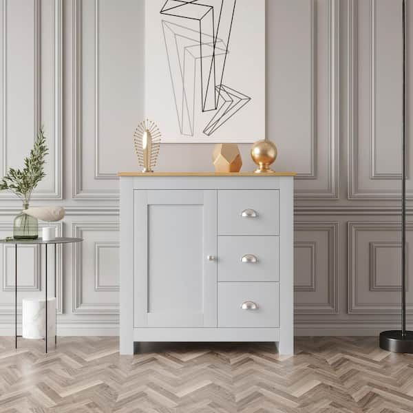 Anbazar Modern Light Gray Sideboard Cupboard With 1 Door And 3 Storage  Drawer, Buffet Storage Cabinet For Hallway And Entryway Wkx76 Bk – The Home  Depot With Regard To Sideboards For Entryway (View 13 of 15)
