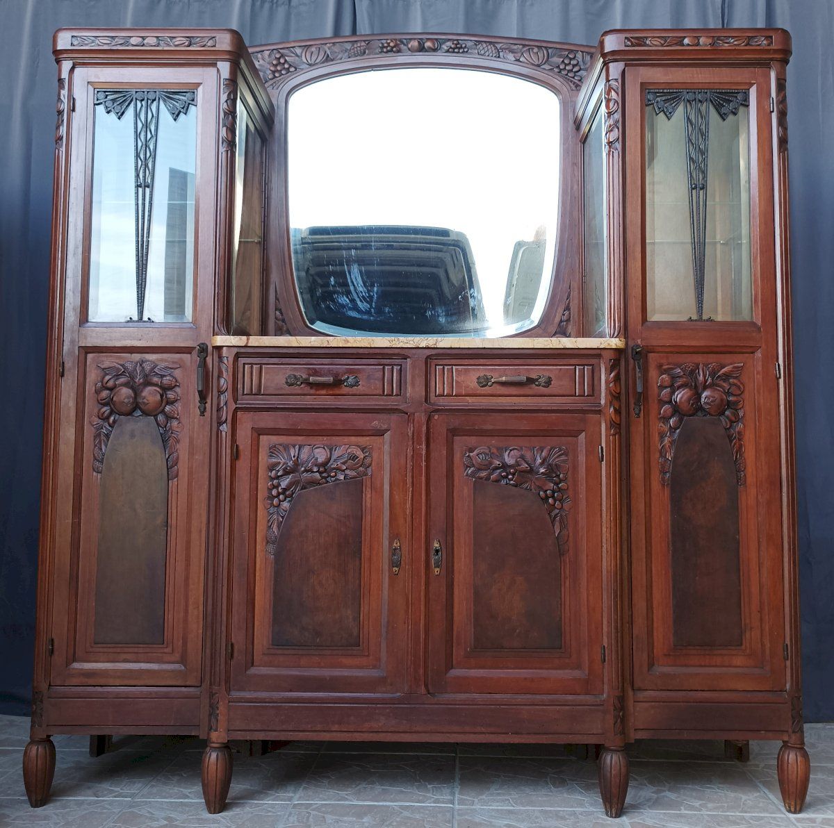 Art Deco Period Sideboard In The Style Of Gauthier Poinsignon Natural  Wood/glass Regarding Antique Storage Sideboards With Doors (Photo 12 of 15)