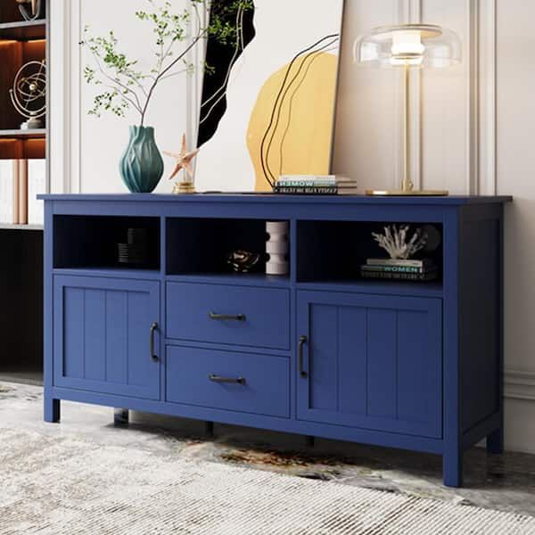 Athmile Navy Blue Sideboard With Cabinet And Drawers Gzx B2w20221133 – The  Home Depot Regarding Navy Blue Sideboards (View 2 of 15)