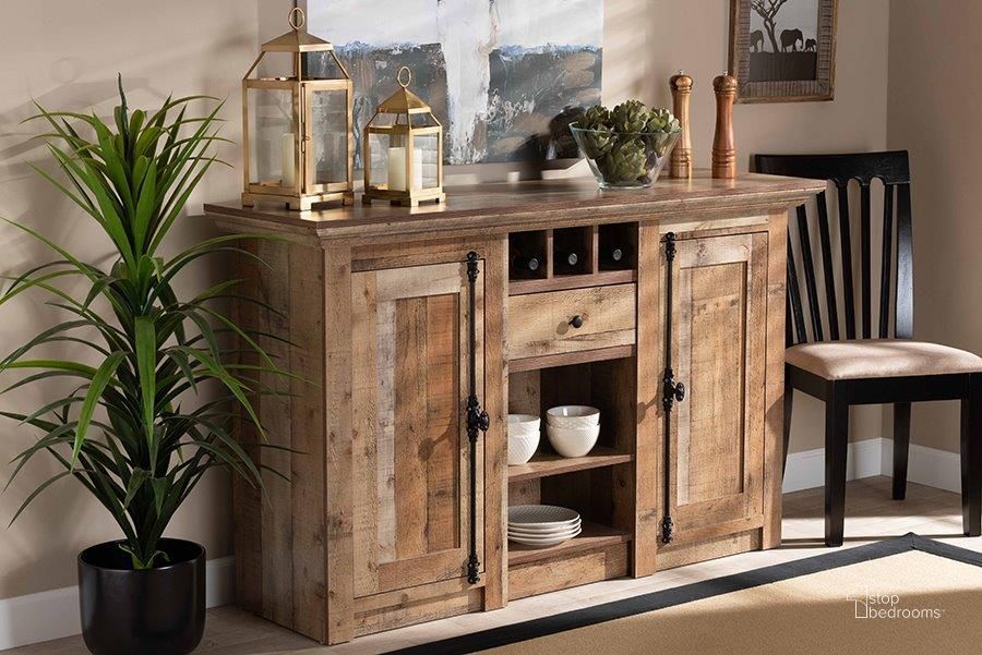 Baxton Studio Albert Modern And Contemporary Farmhouse Rustic Finished Wood  2 Door Dining Room Sideboard Buffet – 1stopbedrooms Intended For Brown Finished Wood Sideboards (View 14 of 15)