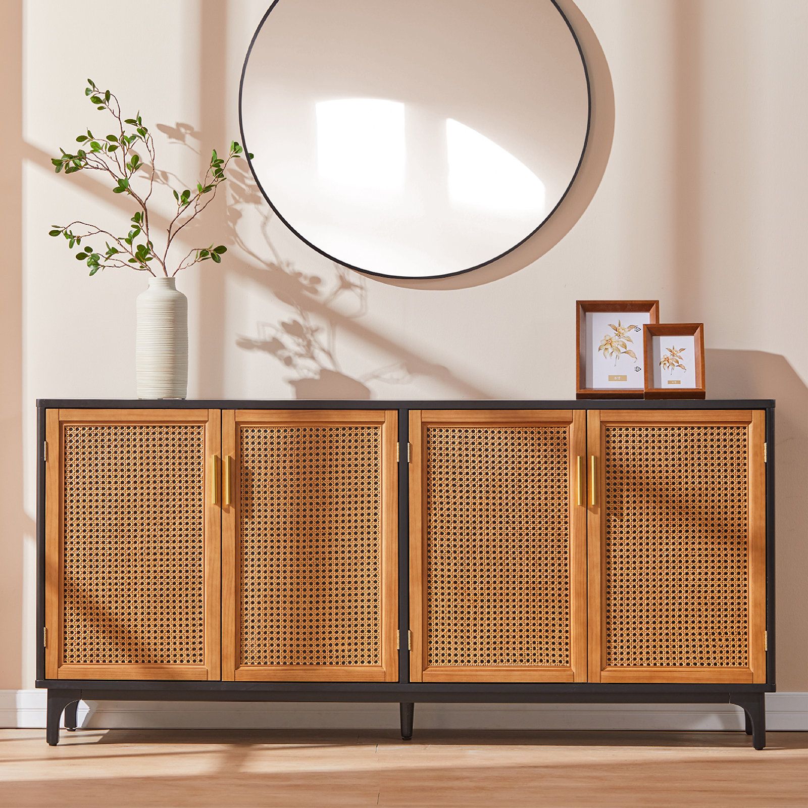 Bay Isle Home Hiawatha Sideboard Buffet Cabinet With Woven Rattan Doors And  Adjustable Shelf & Reviews | Wayfair With Regard To Assembled Rattan Buffet Sideboards (Photo 7 of 15)