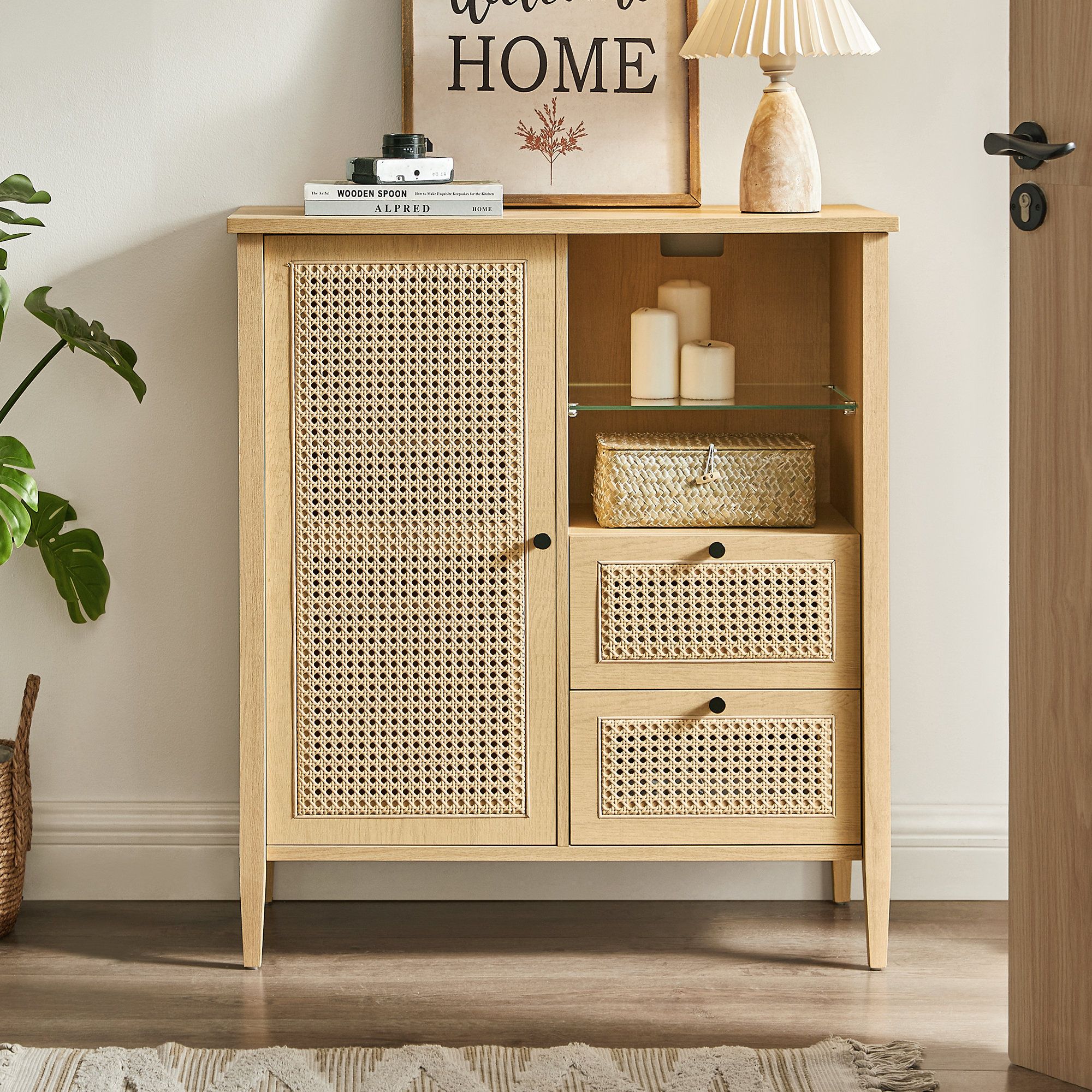 Beachcrest Home Leclair Buffet Cabinet, Synthetic Rattan Sideboard, Storage  Cabinet With Adjustable Shelves & Reviews | Wayfair With Regard To Assembled Rattan Sideboards (Photo 11 of 15)