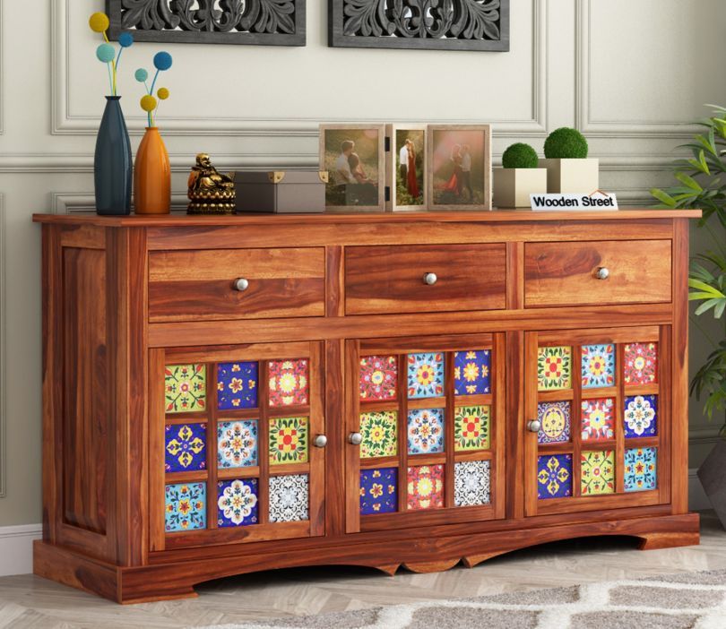 Buy Boho Sheesham Wood Storage Cabinet Sideboard With Three Drawers (honey  Finish) Online In India At Best Price – Modern Cabinets & Sideboards – Storage  Furniture – – Furniture – Wooden Street Product For Storage Cabinet Sideboards (View 5 of 15)