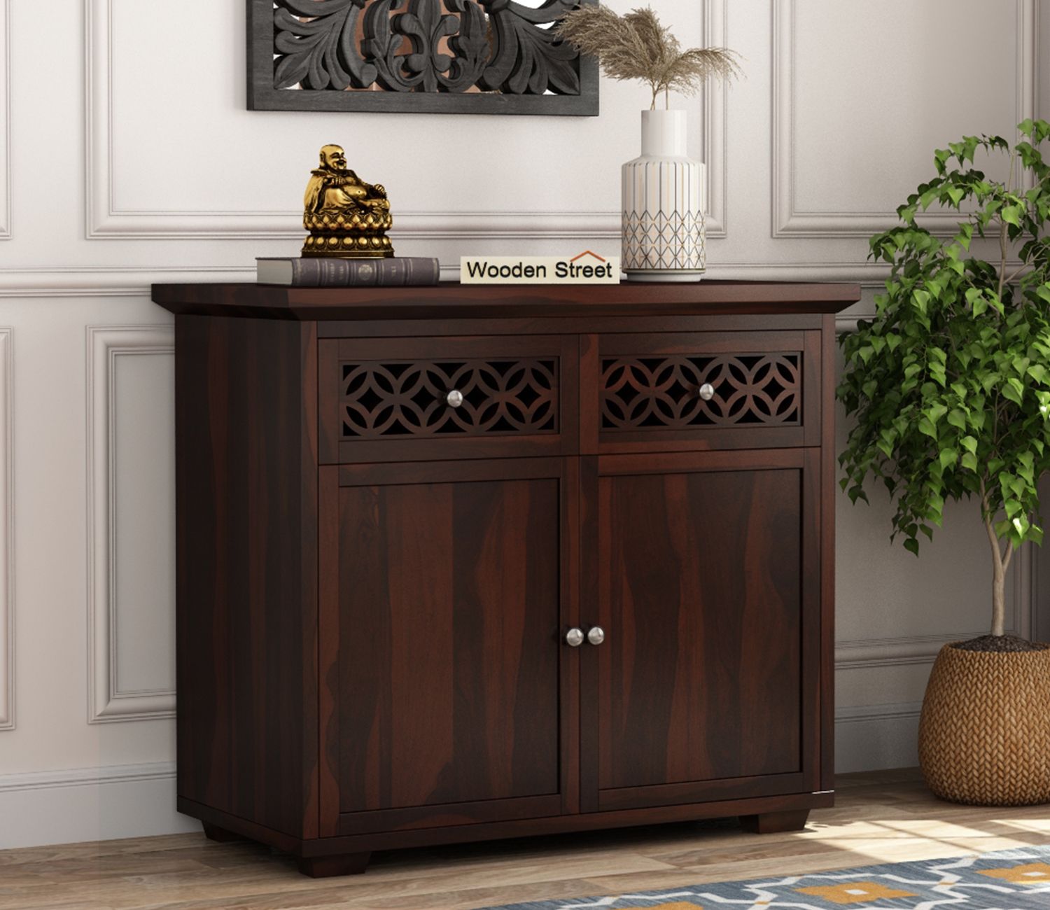 Buy Cambrey Mini Sheesham Wood Sideboard Andcabinet (walnut Finish) Online  In India At Best Price – Modern Cabinets & Sideboards – Storage Furniture –  – Furniture – Wooden Street Product Inside Brown Finished Wood Sideboards (View 7 of 15)
