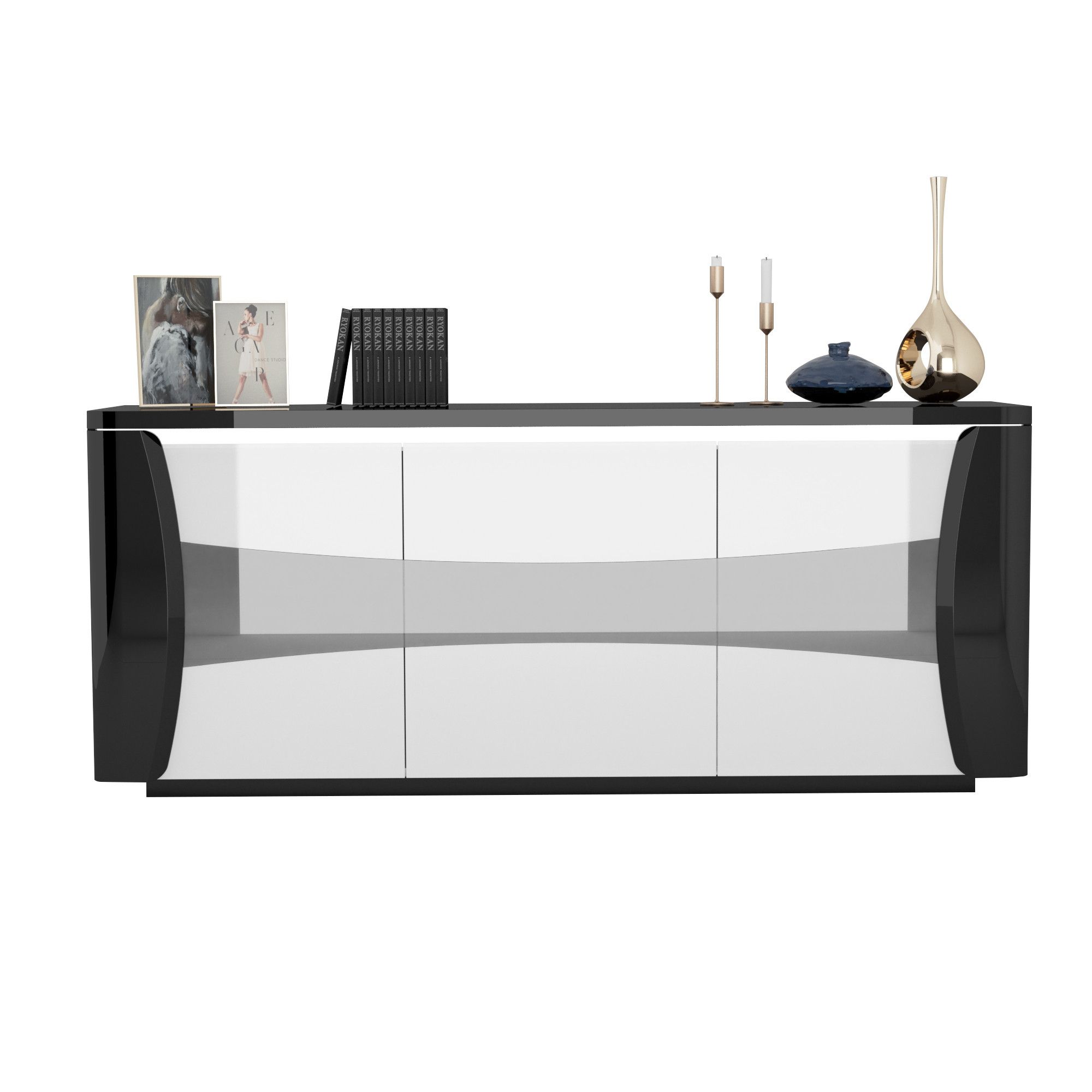 Capella 180cm Grey And White Gloss Sideboard With Led Lights – Sideboards  (4119) – Sena Home Furniture Within Sideboards With Led Light (View 11 of 15)