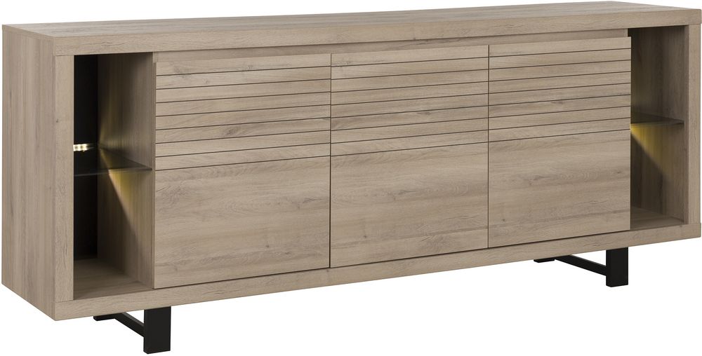 Clay Three Door Sideboard – Light Natural Oak Finish | Sideboards & Display  Cabinets Within 3 Door Sideboards (View 6 of 15)