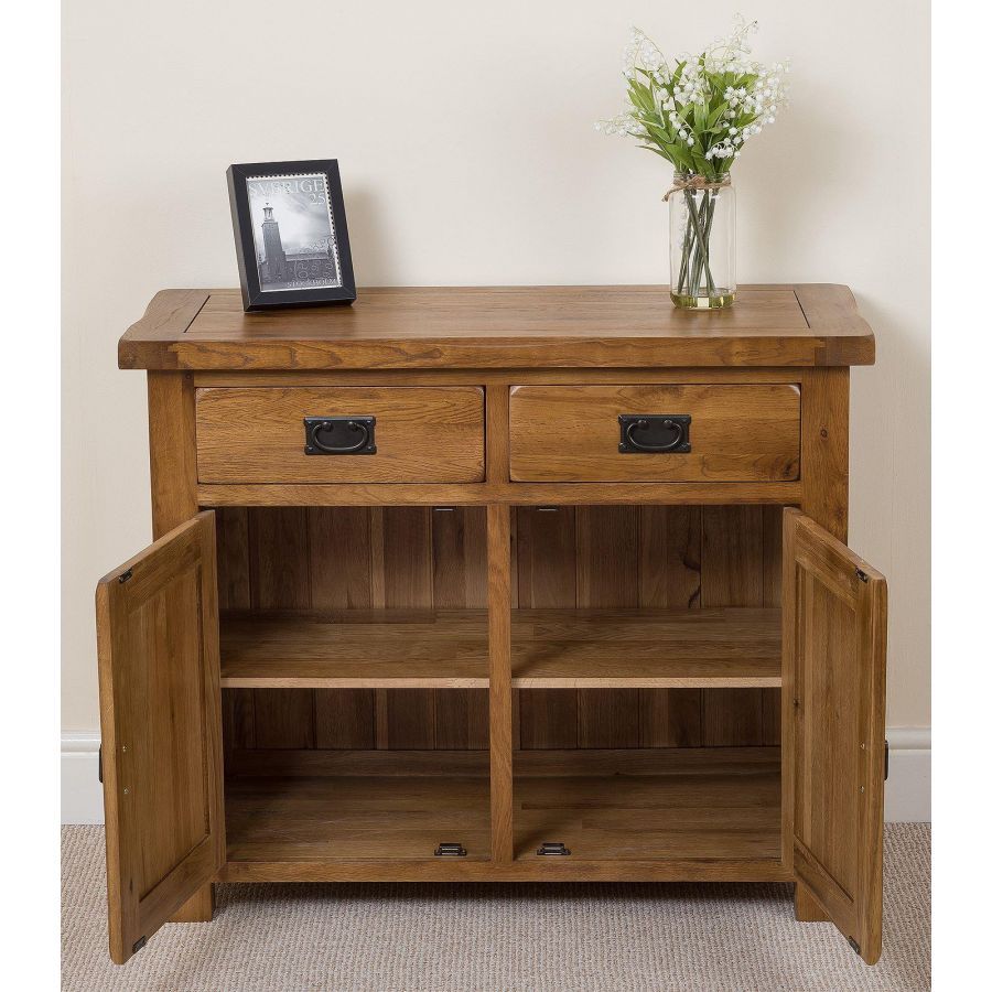 Cotswold Rustic Small Oak Sideboard | Free Uk Delivery In Rustic Oak Sideboards (View 9 of 15)