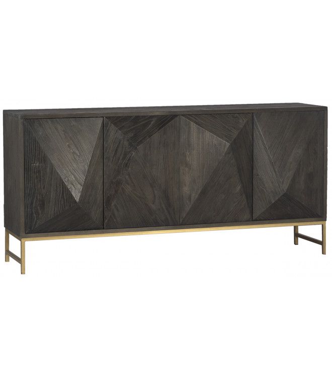 Dark Wood Geometric Block Design Buffet Sideboard Intended For Geometric Sideboards (Photo 2 of 15)