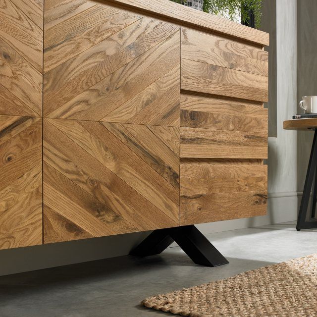 Ellipse Rustic Oak Wide Sideboard – Belgica Furniture In Rustic Oak Sideboards (View 12 of 15)
