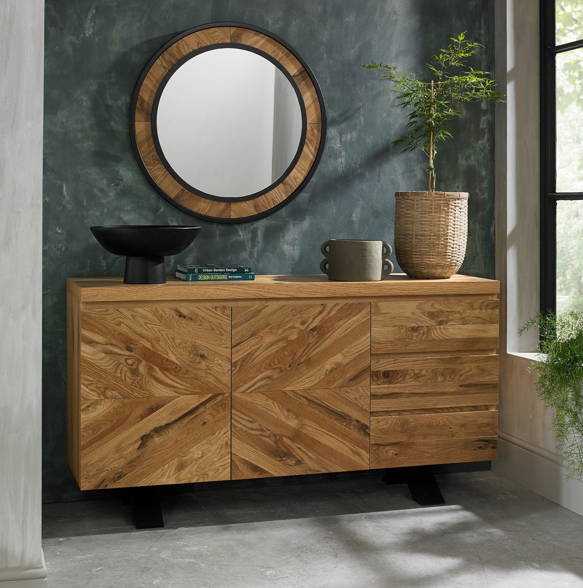 Ellipse Rustic Oak Wide Sideboard – Belgica Furniture In Sideboards Accent Cabinet (Photo 9 of 15)