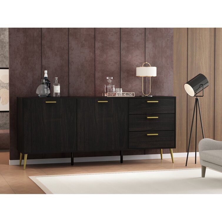 Everly Quinn Omaris 69" Sideboard Cabinet, Mid Century Modern Console  Storage Buffet Credenza Cabinet With 3 Drawers And 2 Cabinets For Living  Room, Kitchen, Ding Room Or Entryway & Reviews | Wayfair Intended For Sideboards For Entryway (View 12 of 15)