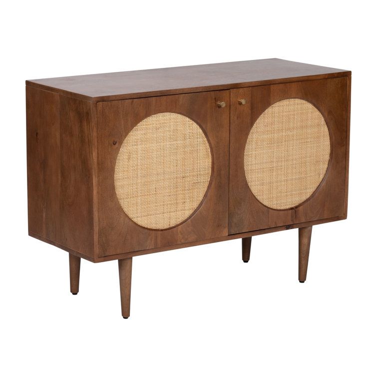 Farber 28"h Wood 2 Door Sideboard In Brown Finish With Mango Wood, Mdf And  Cane Construction As A Rustic And Stylish Console Cabinet | Allmodern Within Brown Finished Wood Sideboards (View 15 of 15)