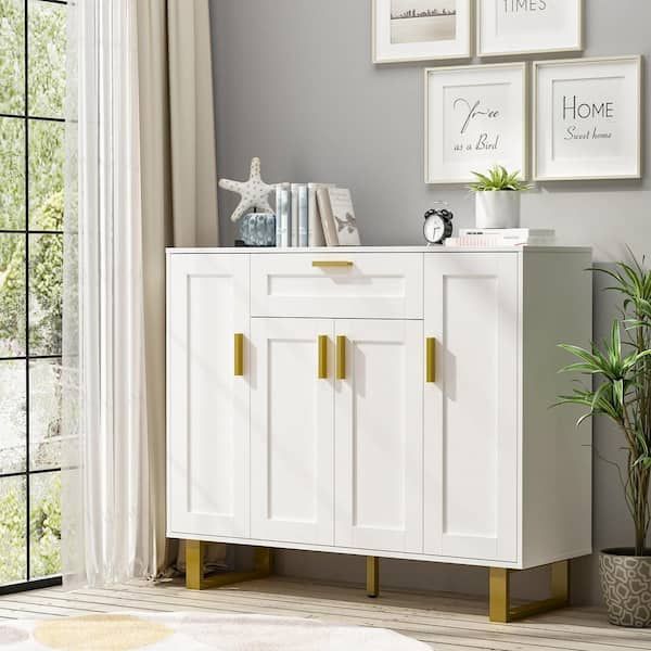 Fufu&gaga White Sideboard With 1 Drawer And 11 Adjustable Shelves, 39.4 In  H X  (View 5 of 15)