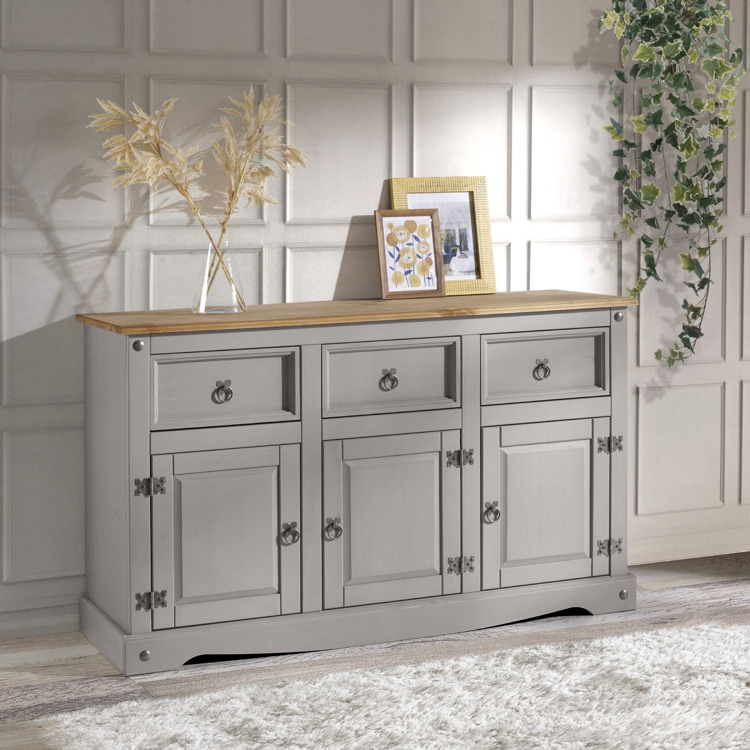 Highland Dunes Mehta 49.25'' Solid Wood Sideboard & Reviews | Wayfair Throughout Gray Wooden Sideboards (Photo 15 of 15)