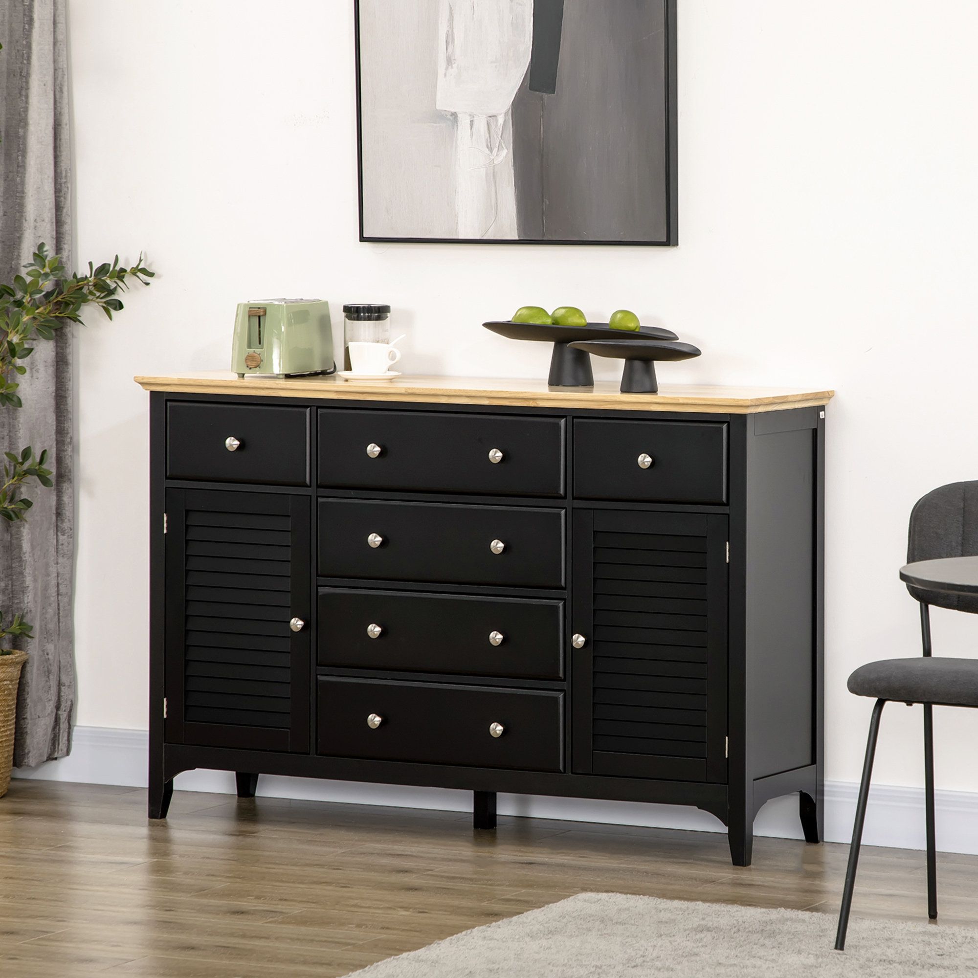 Homcom 55'' Sideboard | Wayfair With Sideboards With Rubberwood Top (View 5 of 15)