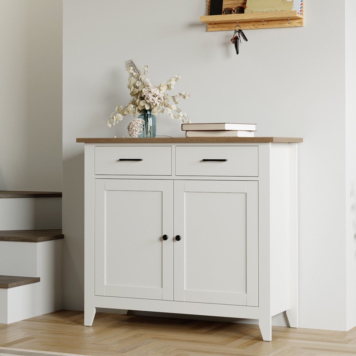 Homfa Entryway Storage Cabinet, Sideboard With 2 Drawers For Kitchen Living  Room, White – Walmart Pertaining To Sideboards For Entryway (View 6 of 15)