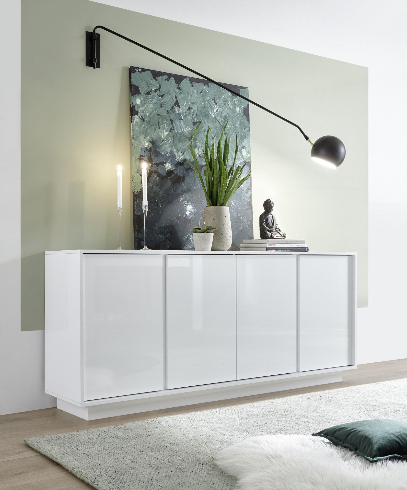 Ice 180cm Modern Sideboard In White Gloss – Sideboards (4513) – Sena Home  Furniture Within White Sideboards For Living Room (Photo 1 of 15)
