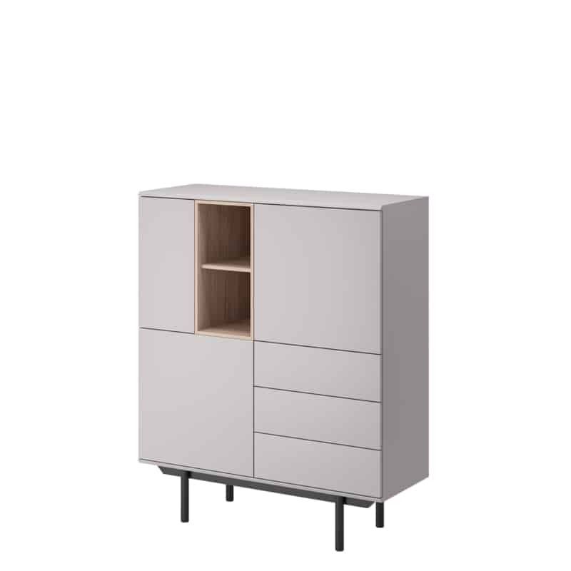 Industrial High Sideboard 3 Doors And 3 Drawers Nori (grey, Wood) For 3 Doors Sideboards Storage Cabinet (View 4 of 15)