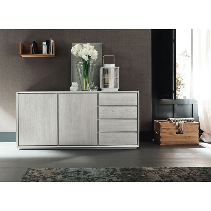 Madia Nook Altacorte Oak With Two Doors And Three Drawers In Gray Wooden Sideboards (Photo 2 of 15)